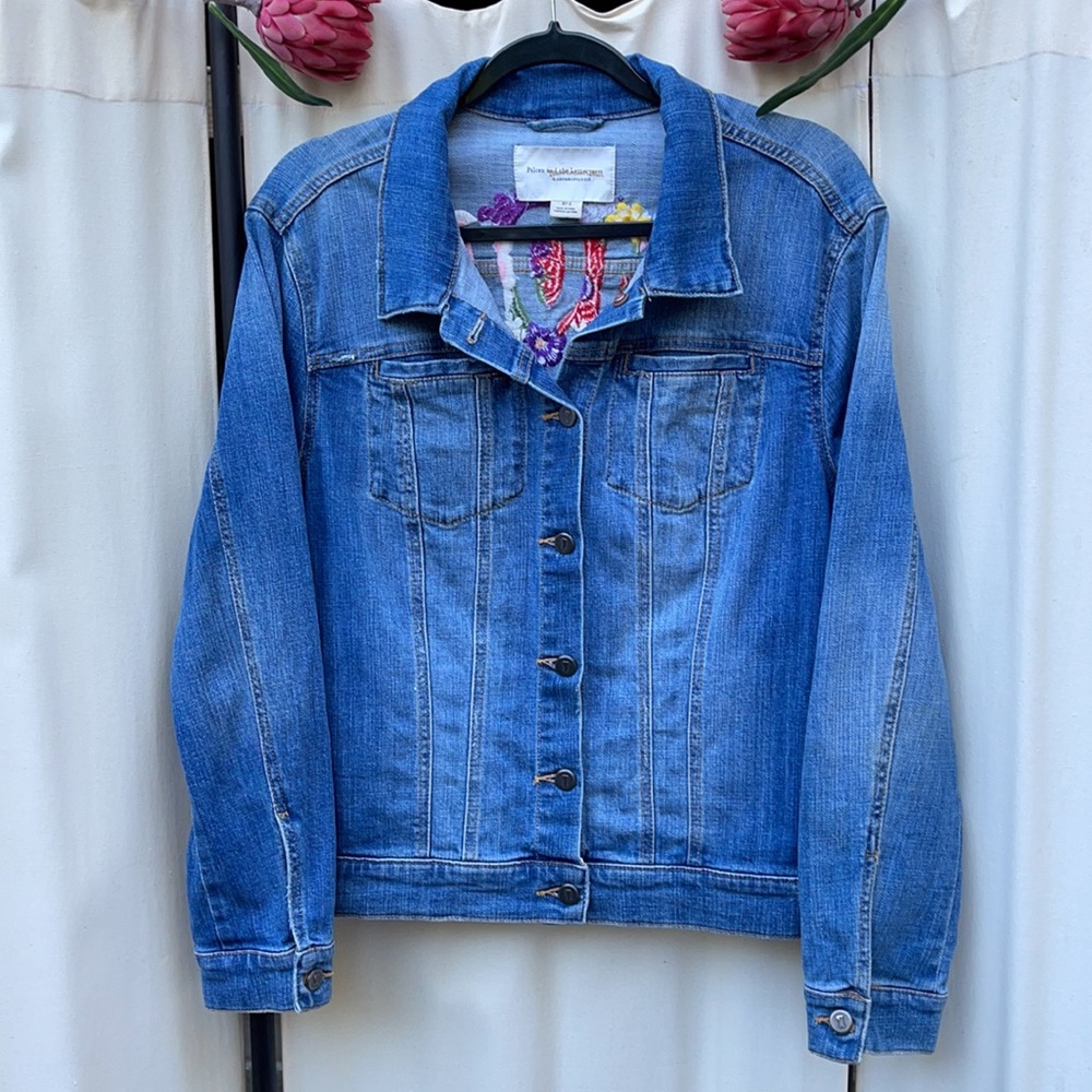 ❗️SOLD❗️ANTHROPOLOGIE- PILCRO “AMORE”FLORAL DENIM JACKET S - Picture 10 of 14